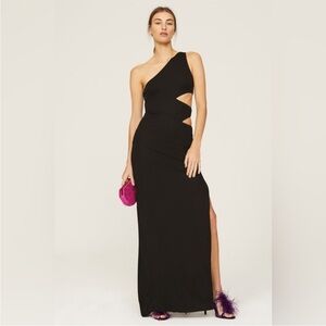 STAUD Letta One-shoulder Cut Out Dress Black